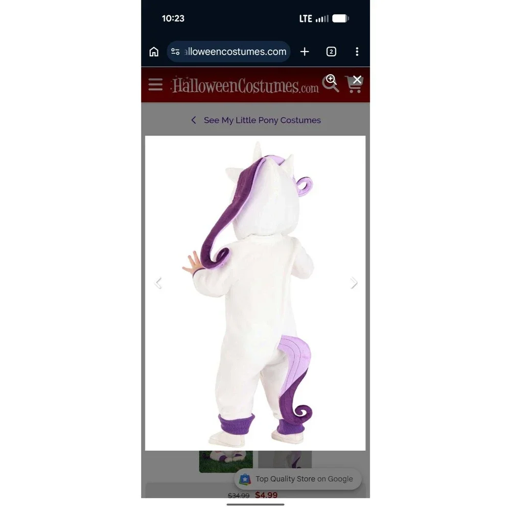 My Little Pony Rarity Infant Costume 12-18 Months Jumpsuit Headpiece Hasbro NWT
